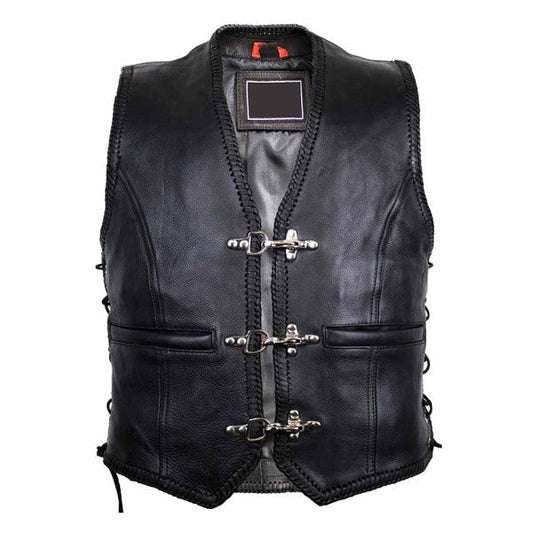 MOTORCYCLE BIKER LEATHER COWL WITH CARABINER