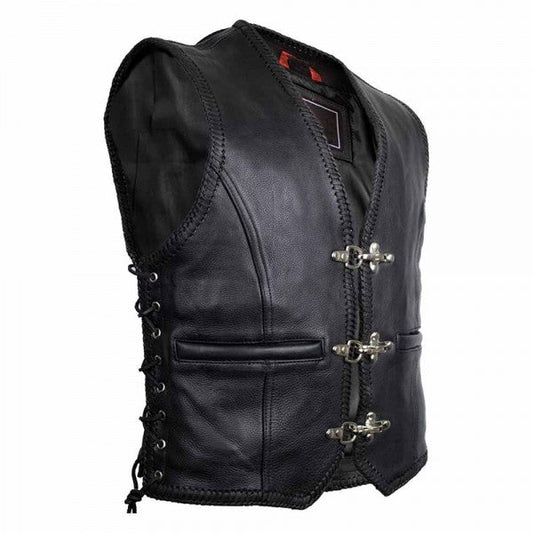 MOTORCYCLE BIKER LEATHER COWL WITH CARABINER