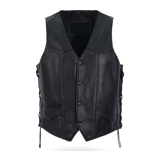 HOT LEATHERS MEN'S MADE SIDE LACE PREMIUM LEATHER VEST