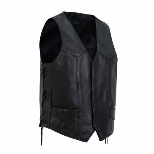 HOT LEATHERS MEN'S MADE SIDE LACE PREMIUM LEATHER VEST