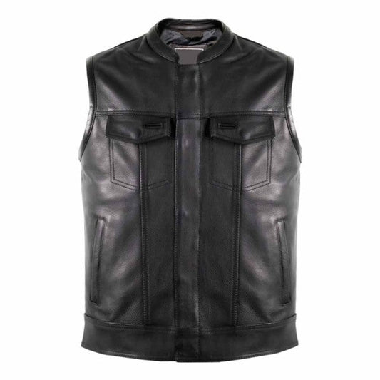 BIKER MOTORCYCLE JEANS LEATHER VEST MADE OF GENUINE LEATHER
