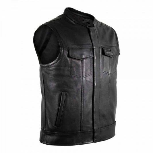 BIKER MOTORCYCLE JEANS LEATHER VEST MADE OF GENUINE LEATHER