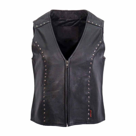 HOT LEATHERS LADIES LEATHER VEST V-NECK