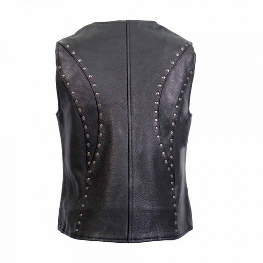HOT LEATHERS LADIES LEATHER VEST V-NECK