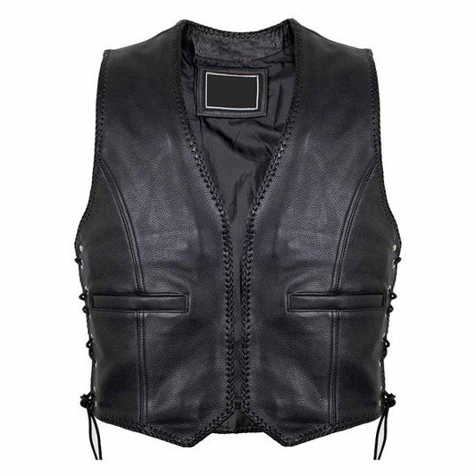 BLACK LEATHER COWL WITHOUT FASTENERS