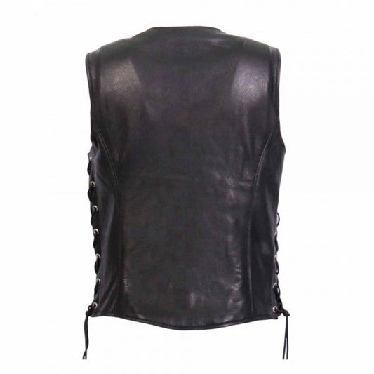 HOT LEATHERS LADIES SUGAR SKULL LINED VEST WITH CONCEALED CARRY POCKETS