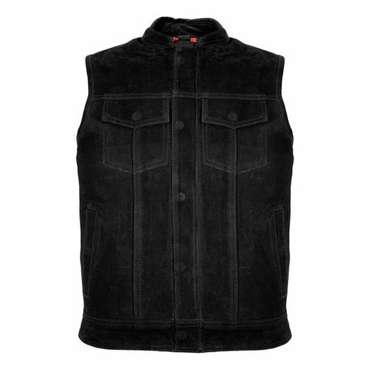 MEN'S MATT BLACK LEATHER WAISTCOAT