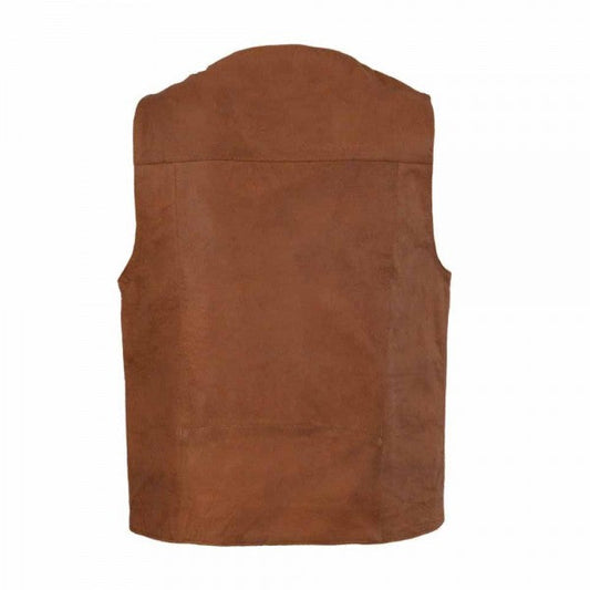 LEATHER MEN'S SADDLE WESTERN STYLE LEATHER VEST WITH BUFFALO SNAPS