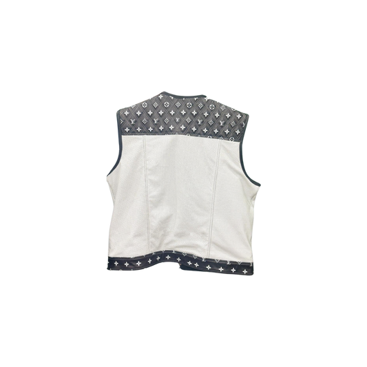 Black & White Designer Leather Vest - Sleek & Versatile