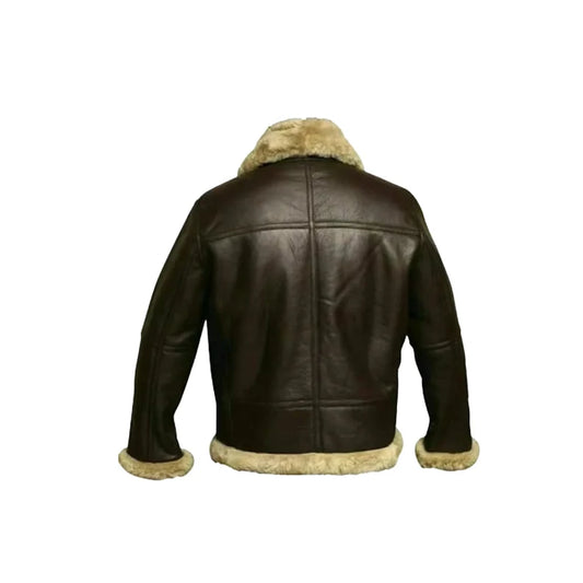 Brown B3 Aviator Shearling Jacket, RAF B3 Aviator Brown Bomber Leather Jacket, Real Sheepskin Shearling Leather Jacket, Gift For Him.