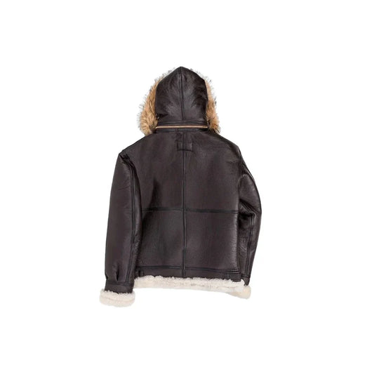 Men's Bomber B3 RAF Aviator Flying Leather jacket, Men's Bomber B3 jacket, Handmade Brown Hooded Leather Vintage Jacket.