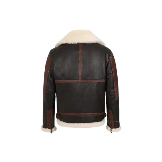 Brown B3 Aviator Shearling Jacket, RAF B3 Aviator Brown Bomber Leather Jacket, Real Sheepskin Shearling Leather Jacket, Gift For Him.