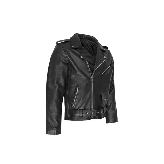 Men's Black 100% Genuine Brando Leather Jacket With Dual Zipper, Handmade Black Fashion Motorcycle Leather Jacket,Genuine Leather Jacket.