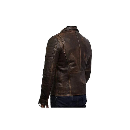 Mens Leather Brando Biker Motorcycle Retro Classic Cafe Racer Leather Jacket,Mens Genuine Leather Slim Fit Cross Zip Retro Vintage Jacket.