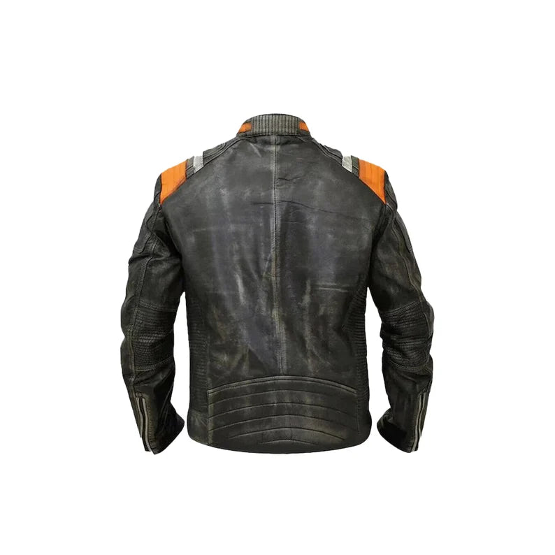 Handmade Men's Retro 3 Cafe Racer Biker Jacket, Vintage Retro 3 Cafe Racer Motorcycle Distressed Real Leather Jacket, Gift for Him