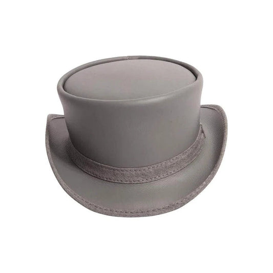 Grey Night top hat leather hat leather top hat gothic top hat men's top hat steampunk top hat custom top hat