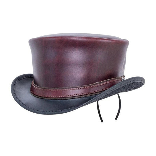 Hampton NAPA VINO Leather Steampunk Classic Biker Motorcycle Rider Top Hat
