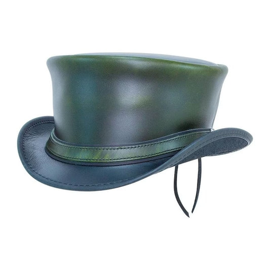 Hampton Green Leather Steampunk Classic Biker Motorcycle Rider Top Hat
