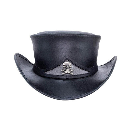 Pale Rider Skull top hat leather hat leather top hat gothic top hat men's top hat steampunk top hat custom top hat