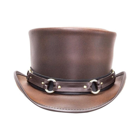 Brown top hat leather hat leather top hat gothic top hat men's top hat steampunk top hat custom top hat