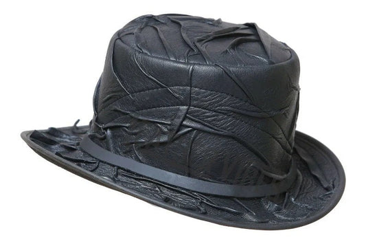 Top Hat-Marlow Crinckle Leather, Leather hat,Leather Top Hat,Gothic Top Hat,Mens Top Hat,Steampunk Top Hat,Custom Top Hat