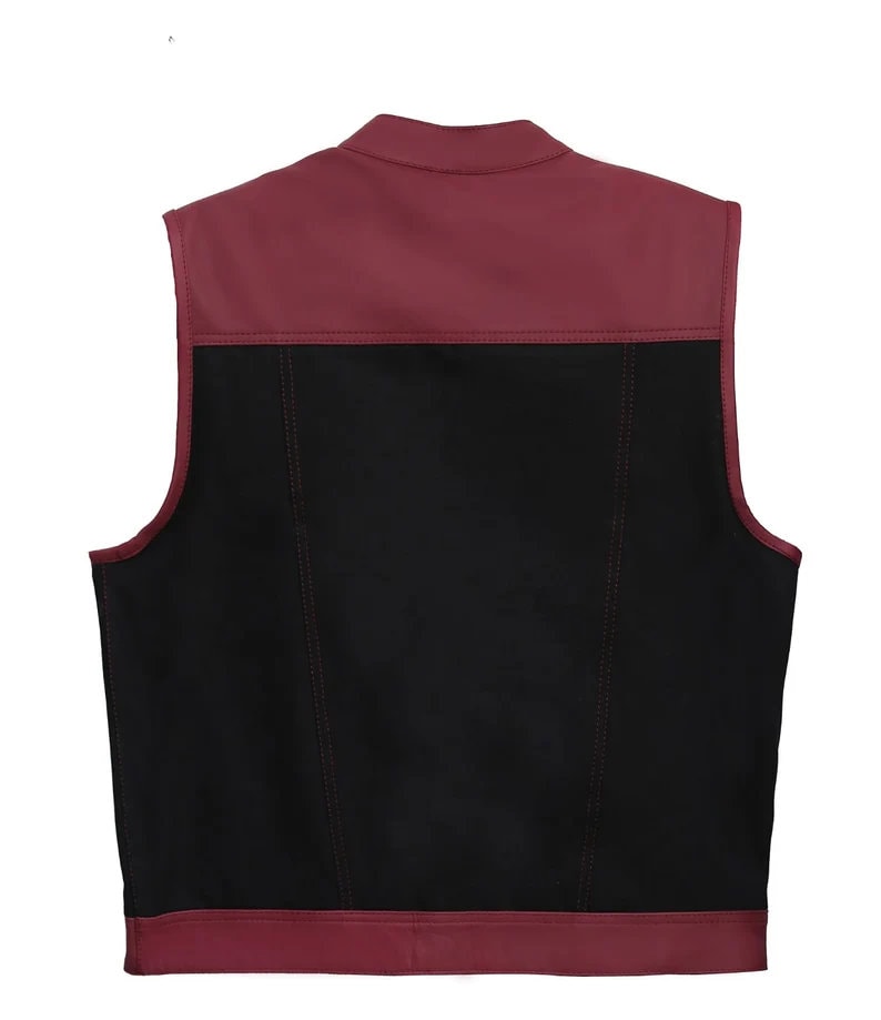 Hand Made Leather & Denim OX Blood Biker Rally Rider Motorcycle MC Club Men Vest