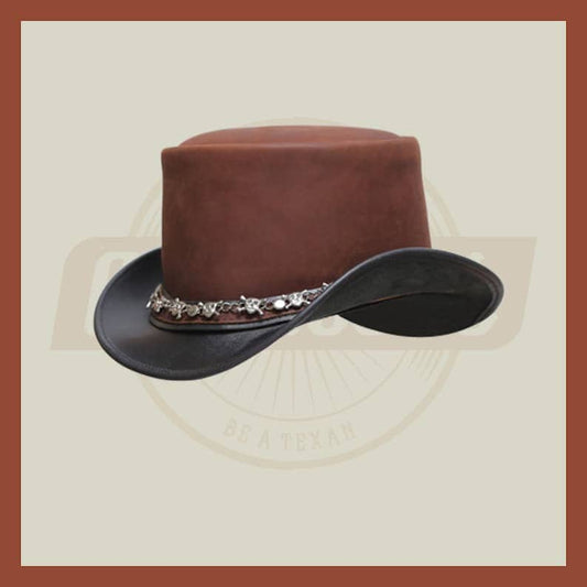 Black and Brown Contras Cross Skull Chain Band Steampunk Top Hat Motorcycle
