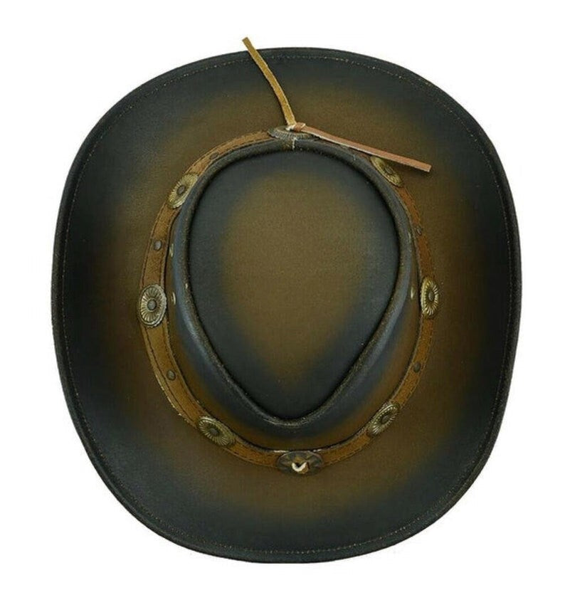 Cowboy Hat Outback Hat Unisex Western-Style Hat For Men Distressed Brown Leather Hat For Women Gift For Him Gift For Her