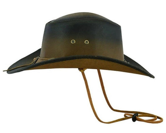 Cowboy Hat Outback Hat Unisex Western-Style Hat For Men Distressed Brown Leather Hat For Women Gift For Him Gift For Her