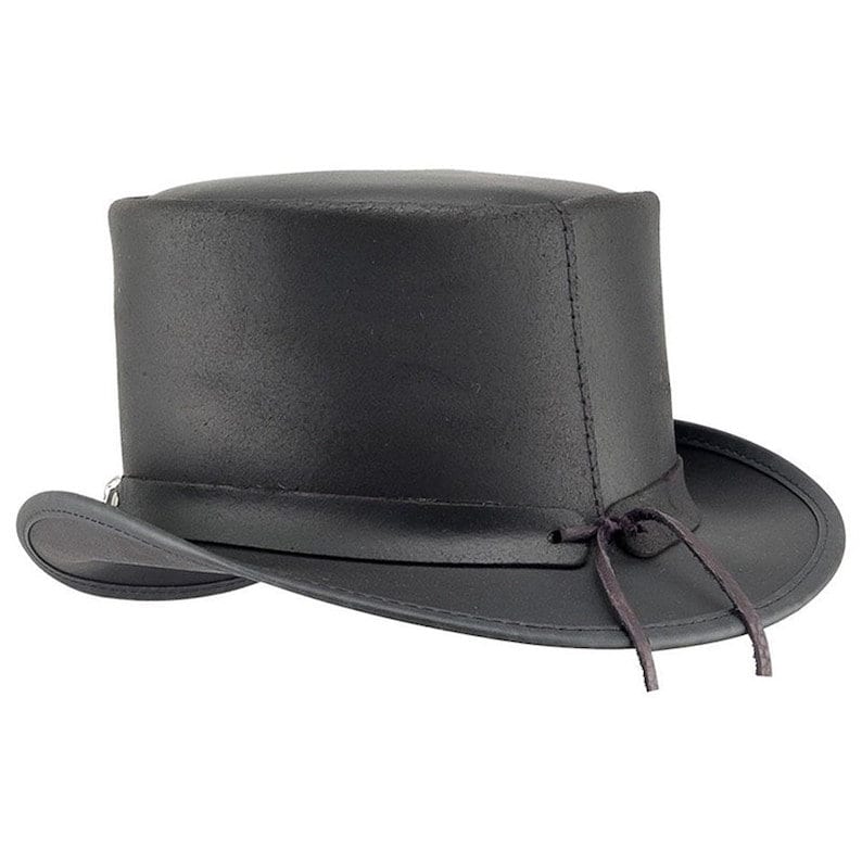 Skulls Chain Band Top Hat Steampunk Hat El Dorado Top Hat Black Steampunk Leather Hat Motorcyclists Hat Biker Hat Voodoo Hatter