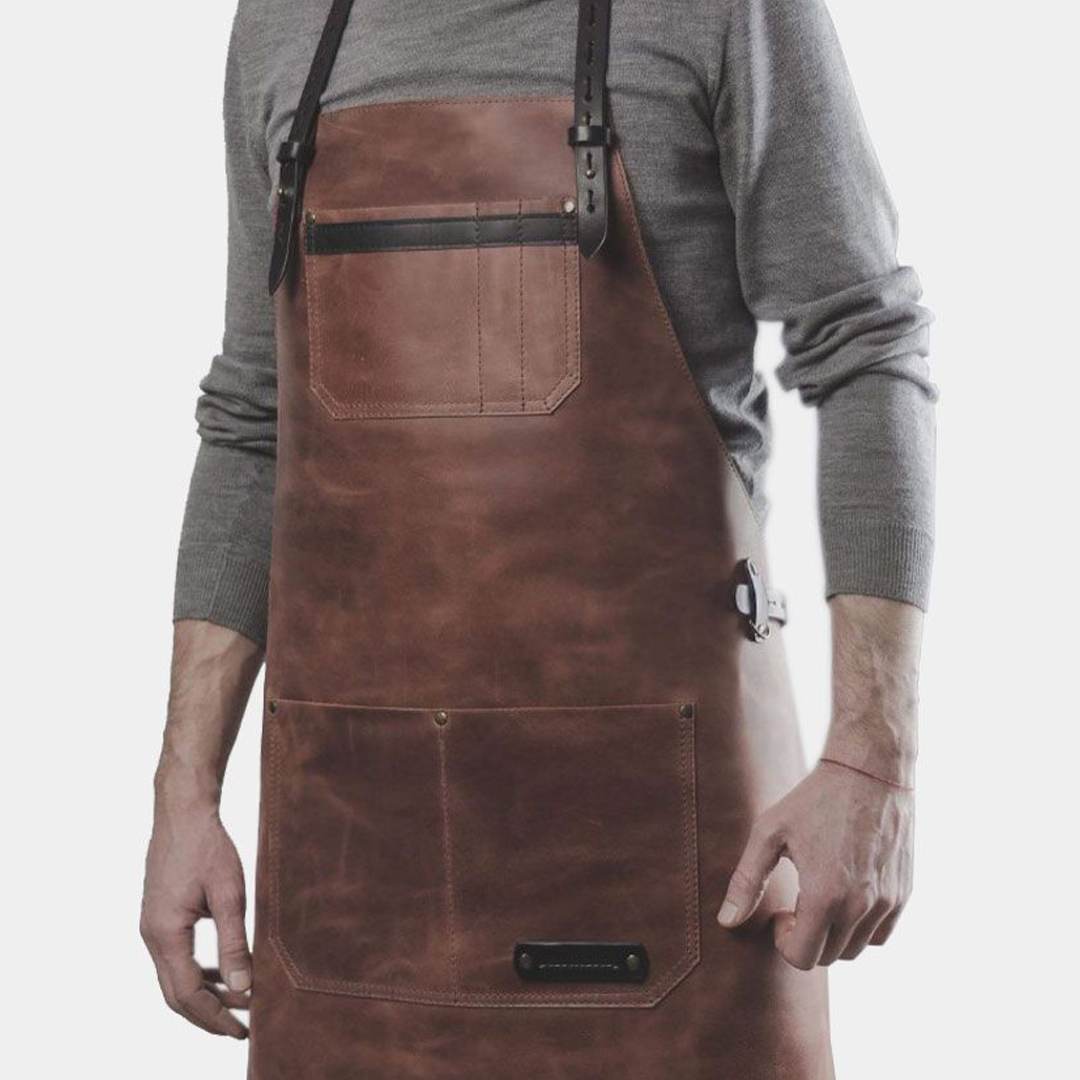 Mens Cooking&BBQ Brown Leather Apron