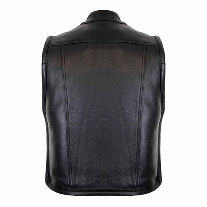 ZIPPER LEATHER VEST BIKER IN BLACK