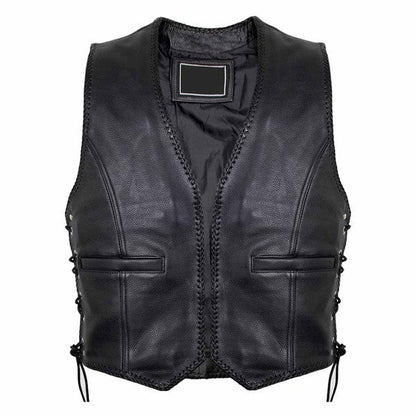 BLACK LEATHER COWL WITHOUT FASTENERS
