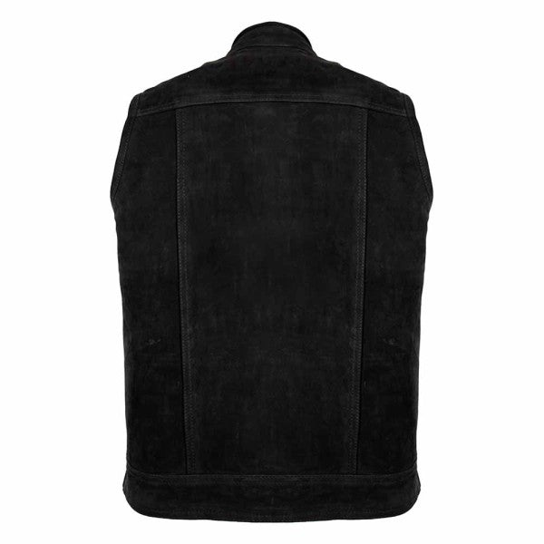 MEN'S MATT BLACK LEATHER WAISTCOAT