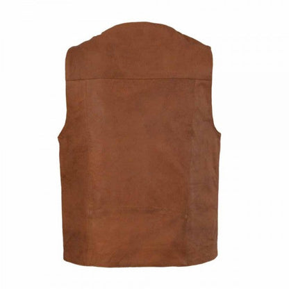 LEATHER MEN'S SADDLE WESTERN STYLE LEATHER VEST WITH BUFFALO SNAPS