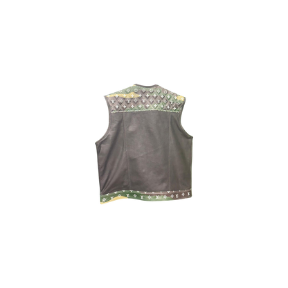 Camo-Leather Designer Leather Vest - Sleek & Versatile