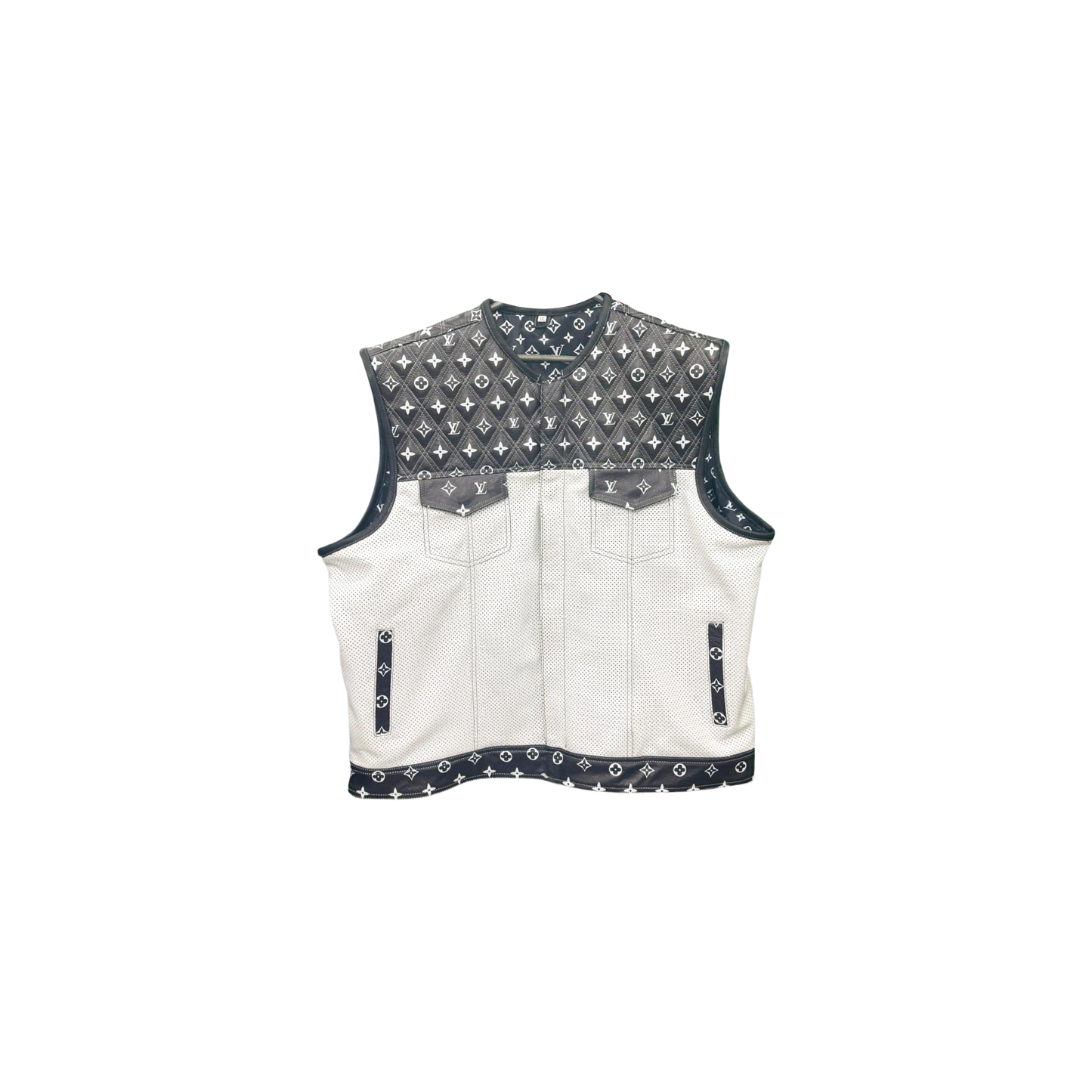 Black & White Designer Leather Vest - Sleek & Versatile