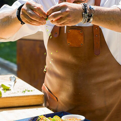 BBQ brown leather apron For Men