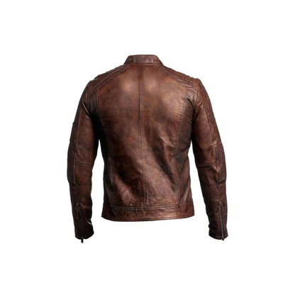 Men's New Distressed Brown Motorcycle Leather Jacket, Handmade Cafe Racer Biker Leather Jacket.