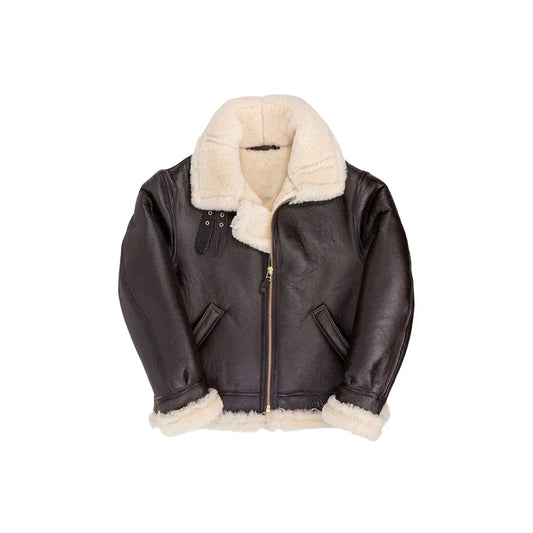 Men's Bomber B3 RAF Aviator Flying Leather jacket, Men's Bomber B3 jacket, Handmade Brown Hooded Leather Vintage Jacket.