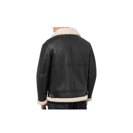 Men's Bomber Shearling Fur Leather Jacket, RAF Aviator Flying Flight Leather Jacket, Gift for Him.