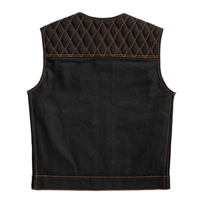 Denim Biker Vest, Hunt Club Leather Builder Diamond Quilted Custom Biker Vest, Paisley Vest