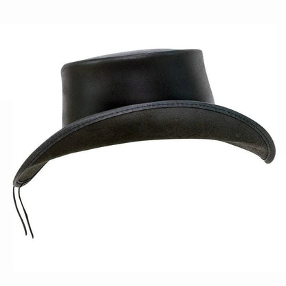 Top Hat-Black pale Rider Smokey Shaded Leather hat, Leather Top Hat, Gothic Top Hat, Men's Top Hat, Steampunk Top Hat, Custom Top Hat