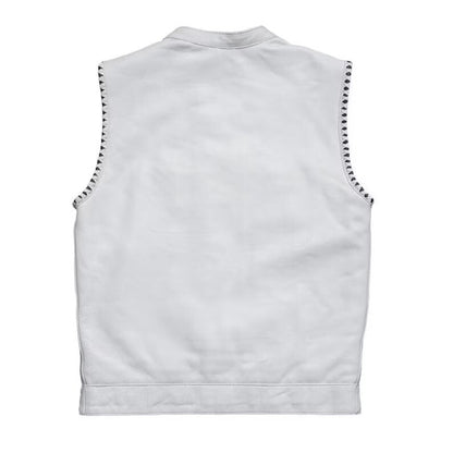 MC Leather Hunt Club White Paisley Bandana Custom Bishop Vest Biker Motorcycle,leather Men Vest