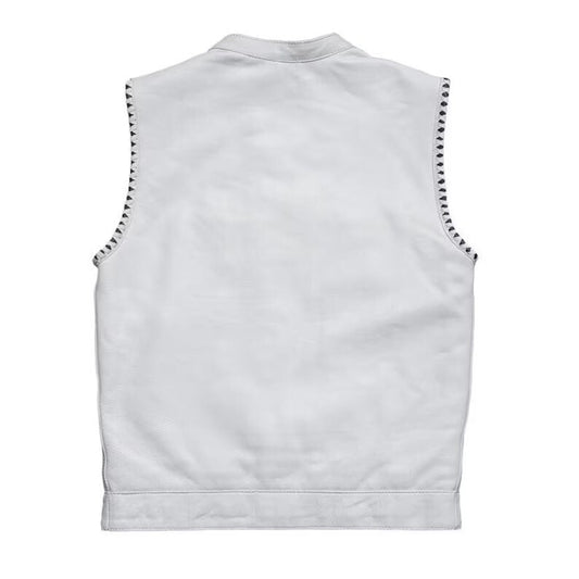 MC Leather Hunt Club White Paisley Bandana Custom Bishop Vest Biker Motorcycle,leather Men Vest