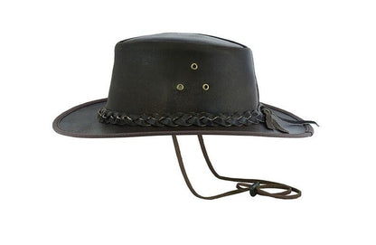 Cowboy Hat, Australian Outback Hat With Wide Brim And Braided Leather Band
