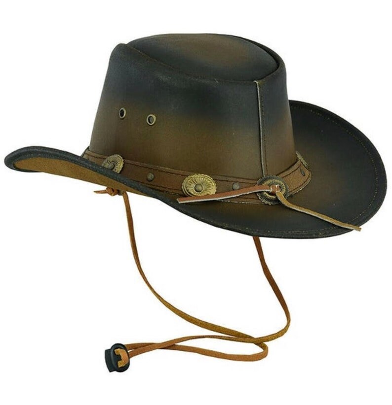 Cowboy Hat Outback Hat Unisex Western-Style Hat For Men Distressed Brown Leather Hat For Women Gift For Him Gift For Her