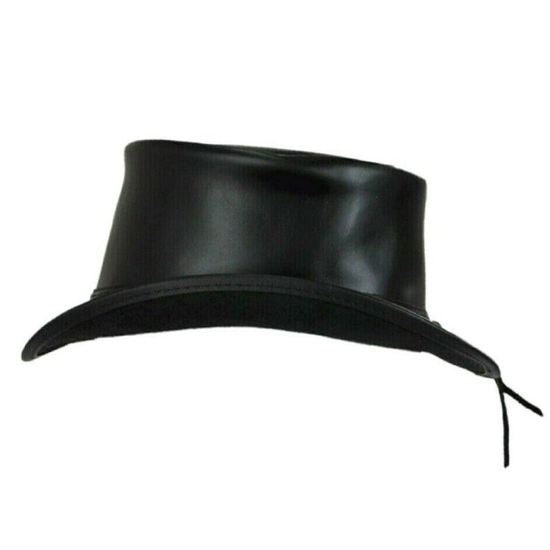 Black Leather Top Hat El Dorado Top Hat Leather Top Hat Bikers Hat Motorcyclists Hat Gift For Him Gift For Her Steampunk Hat