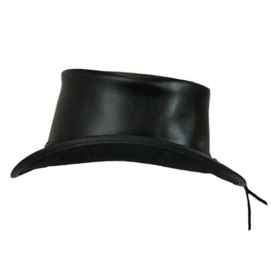 Black Leather Top Hat El Dorado Top Hat Leather Top Hat Bikers Hat Motorcyclists Hat Gift For Him Gift For Her Steampunk Hat