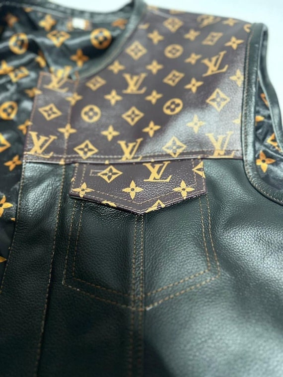 Leather Vest Men's Hunt Club Brown Wax  Black Paisley Leather Build Denim Style Rider Motorcycle Leather Vest Men Vest